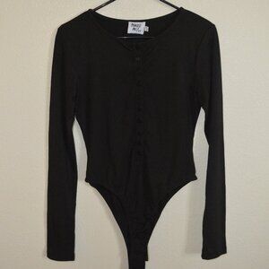 Princess Polly Black Ribbed Bodysuit